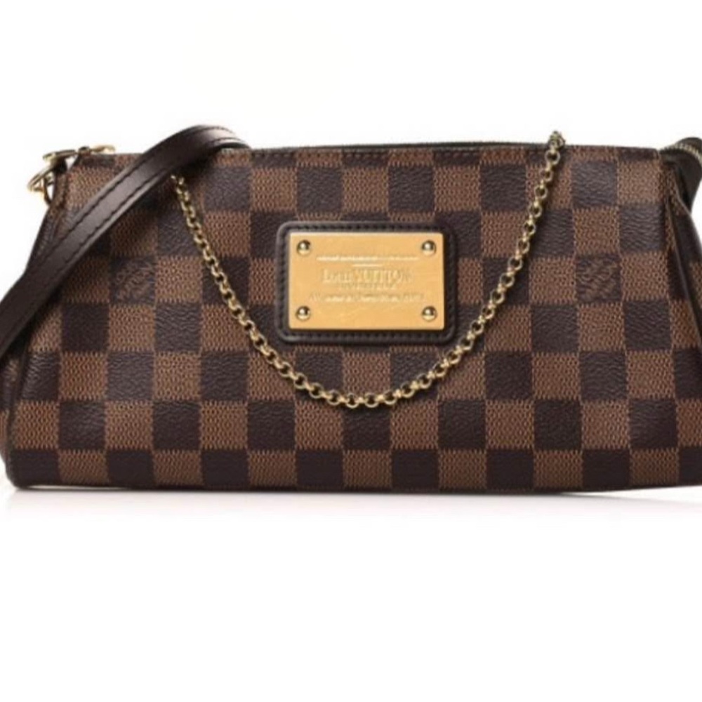 Louis Vuitton Damier Ebene Eva Pochette w/ leather strap